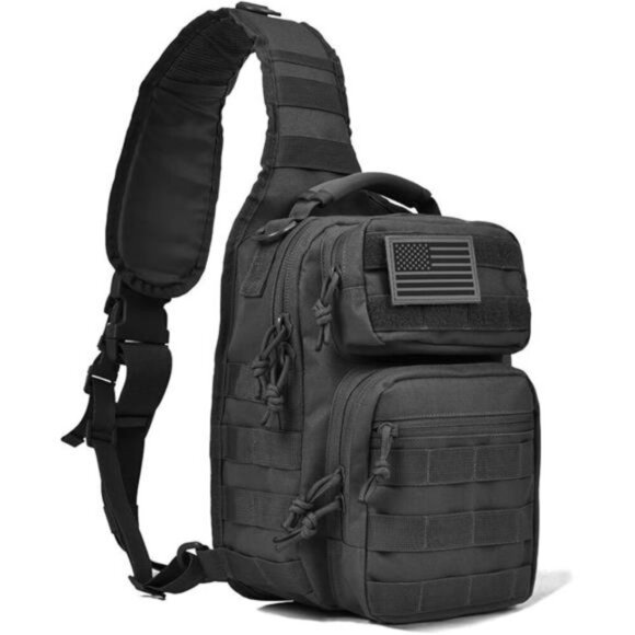 Tactical Sling Backpack Small EDC Shoulder Bag for Travel Range Hiking Black - Picture 8 of 8